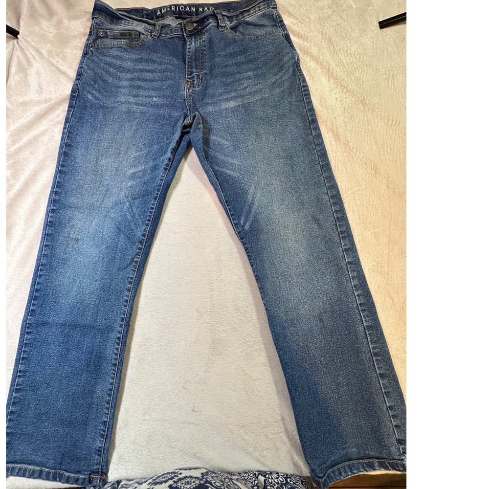 American Rag Mens Medium Wash Comfort Stretch Straight Leg Denim Jeans 36x29